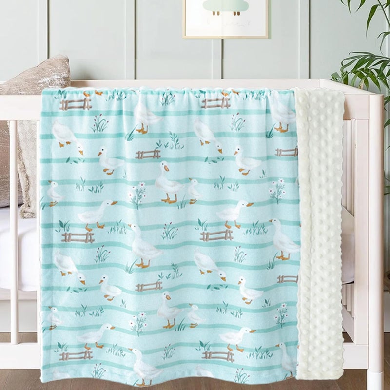 BORITAR Super Soft Baby Blanket for Boys Minky Fabric Bed Blanket with Double Layer Dotted Backing, Cute Farm Animal Design for Infant Toddler Newborn 30 x 40 Inch - Image 2